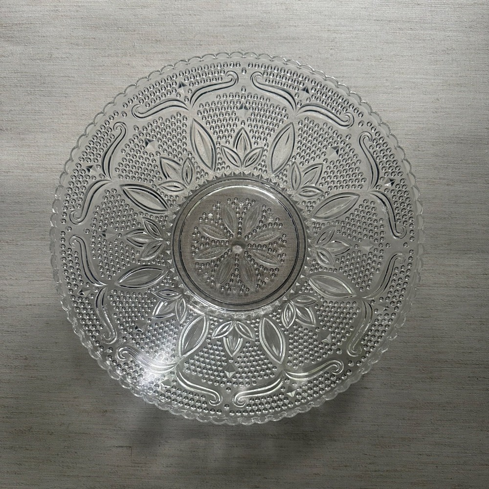 Vintage Pressed‎ Glass Bowl - 10.5" Diameter